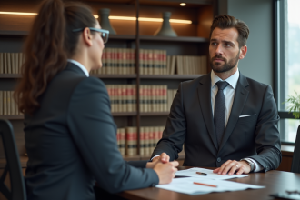 Avocat confiant dans un bureau moderne en droit