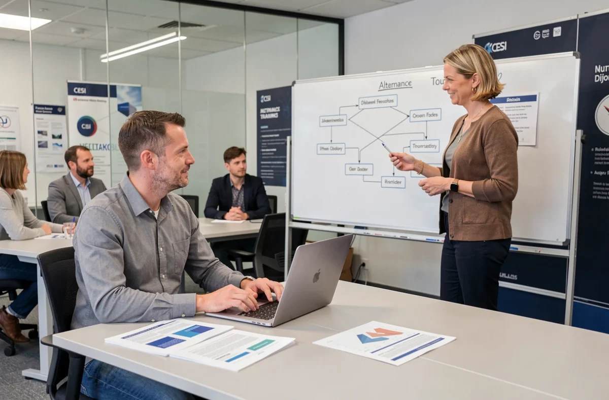 Professionnel en formation continue en alternance lors d'une session d'ingénierie au CESI Dijon