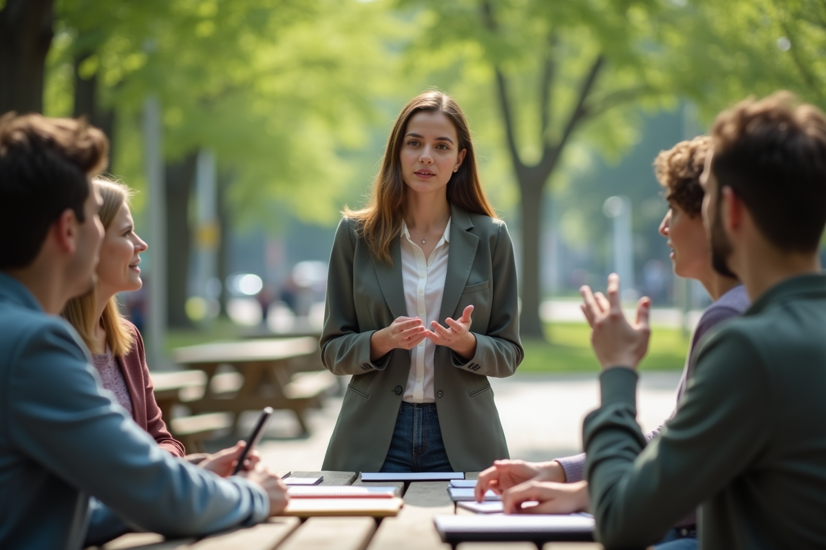 Jeune femme en extérieur lors d