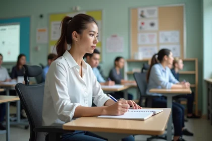 Femme attentive lors d'une formation en therapie occupationnelle