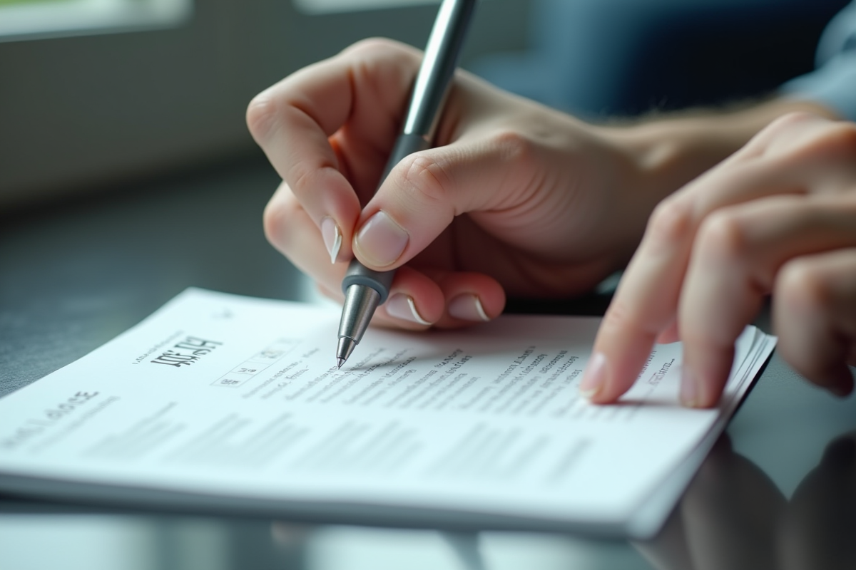 Mains prenant des notes sur un livret ATSEM